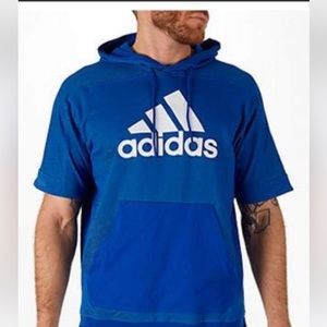 Large Adidas 💙 Short Sleeve Hooded Sweatshirt